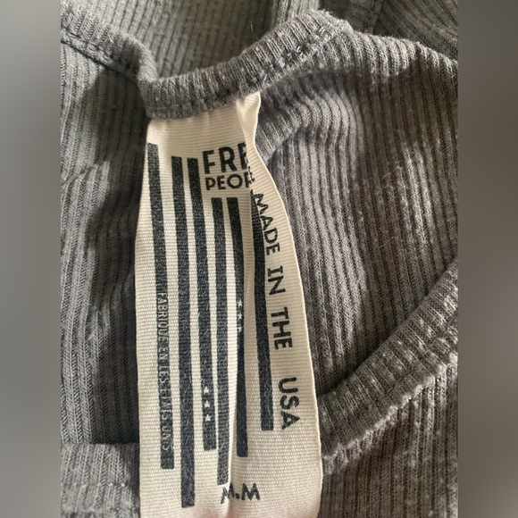 Free People | Grey Ribbed Racerback Tank Top - Size M - Picture 3 of 3